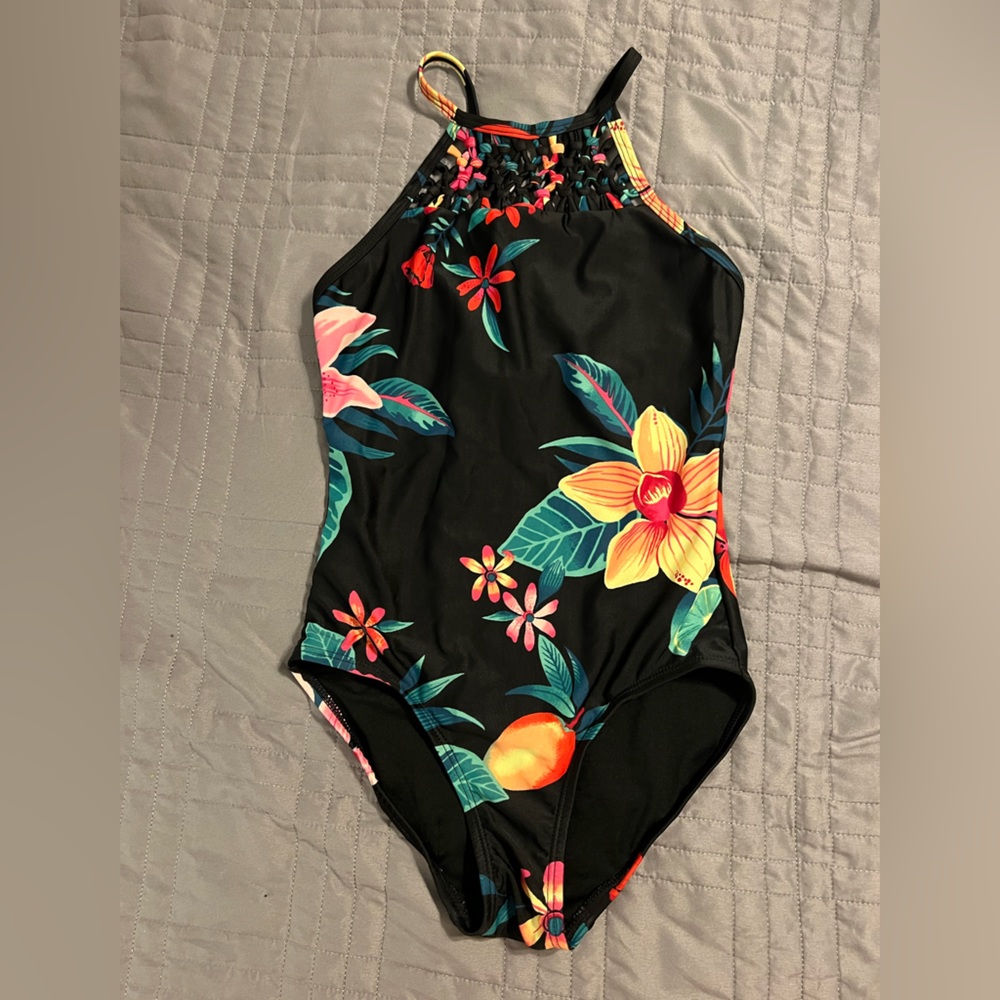 EUC, Old Navy Floral and Macramé Bathing Suit, Size M
